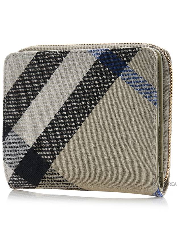 Check Patterned Zipper Half Wallet Lichen - BURBERRY - BALAAN 3