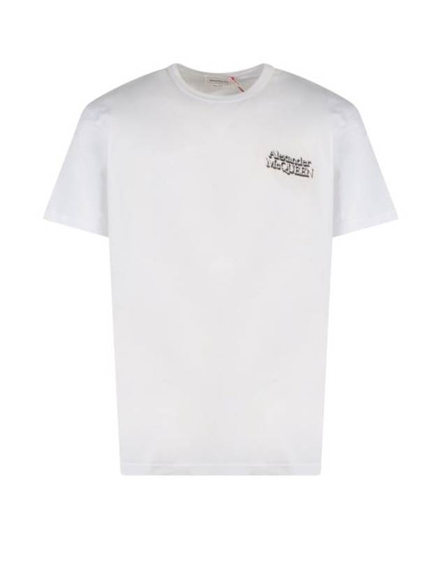 Men's Logo Embroidery Short Sleeve T-Shirt White - ALEXANDER MCQUEEN - BALAAN 2