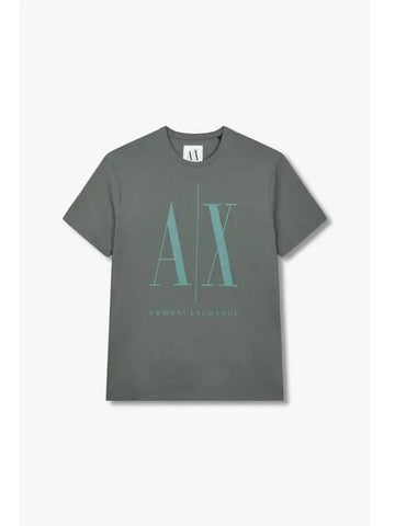 Men s Big Logo Front T Shirt Dark Khaki - ARMANI EXCHANGE - BALAAN 1