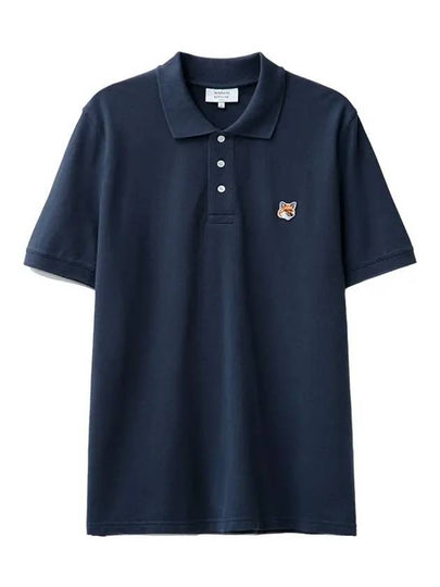 Fox Head Patch Cotton Polo Shirt Blue - MAISON KITSUNE - BALAAN 2