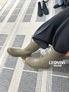 CC Logo Caoutchouc Rain Boots Dark Beige - CHANEL - BALAAN 4