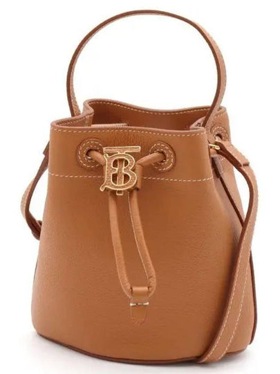 TB Mini Leather Bucket Bag Warm Russet Brown - BURBERRY - BALAAN 2