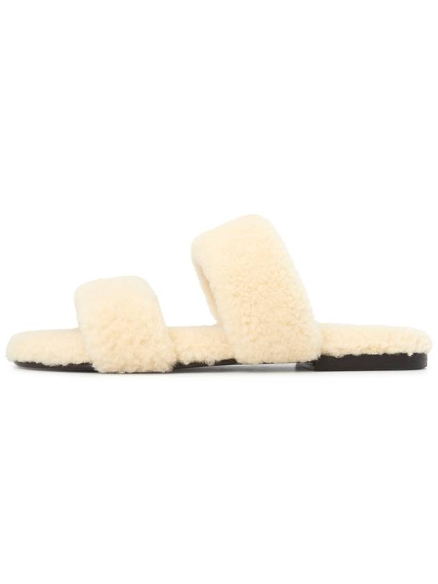 Shearling Sandal Slippers White - SAINT LAURENT - BALAAN 5