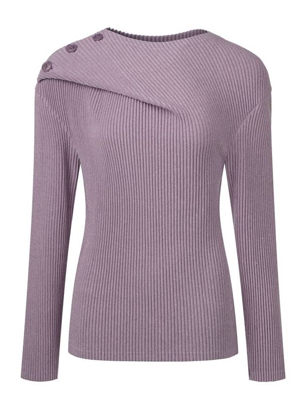 Women s Button Shoulder Long Sleeve Pleated Top Violet - MONPLISSE - BALAAN 1