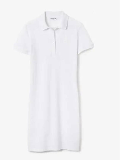 Women's Slim Fit Stretch Cotton Pique Polo Short Dress White - LACOSTE - BALAAN 2