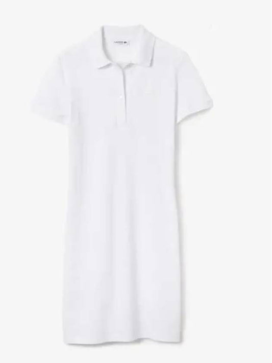 Women's Slim Fit Stretch Cotton Pique Polo Short Dress White - LACOSTE - BALAAN 2