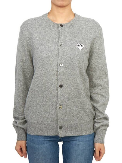 White wappen wool round neck cardigan light gray - COMME DES GARCONS PLAY - BALAAN 2