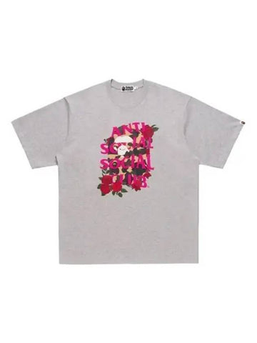 Anti Social Club Bape Ape Short Sleeve T Shirt Gray - ANTI SOCIAL SOCIAL CLUB - BALAAN 1