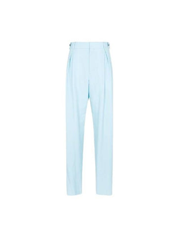 Women's Wool Trousers Straight Pants 703115 LIGHT BLUE BPG - BOTTEGA VENETA - BALAAN 1