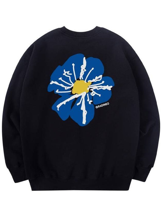 Blue Flower Sweatshirt Black - RADINEO - BALAAN 1