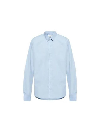 Tonal Logo Classic Long Sleeve Shirt Blue - AMI - BALAAN 1