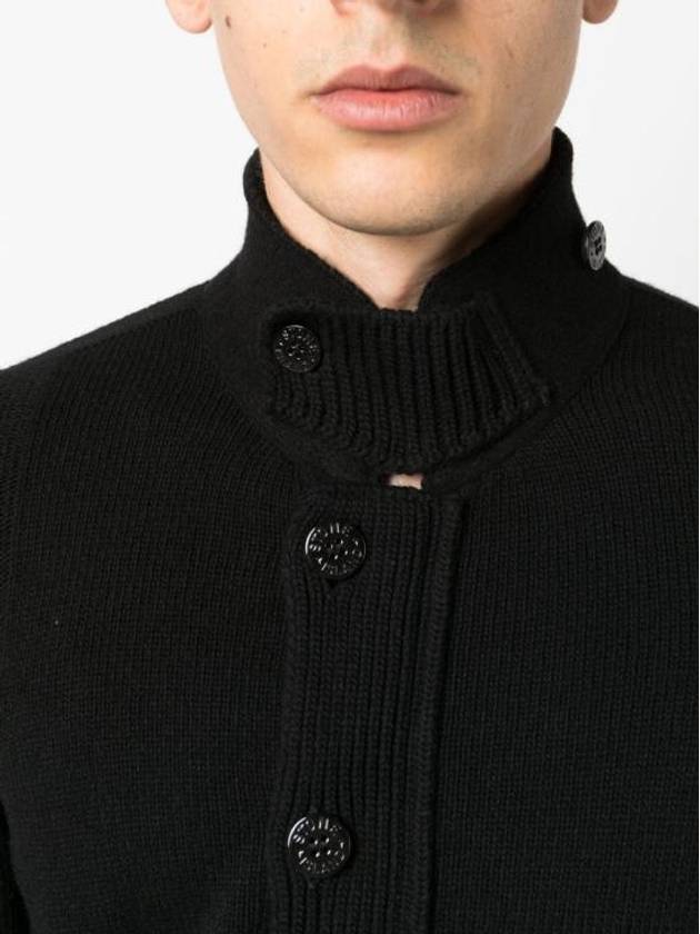 Lambswool Knit Cardigan Black - STONE ISLAND - BALAAN 6