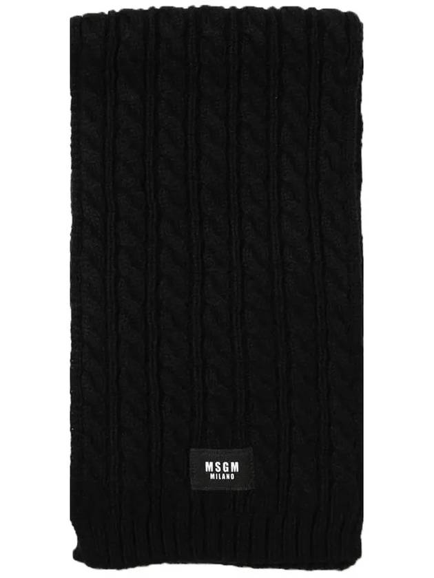 Kids Label Wool Muffler Black F3MSJUSC056 110 - MSGM - BALAAN 3