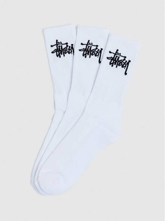 Logo Graffiti Crew Socks White 3 Pack - STUSSY - BALAAN 2