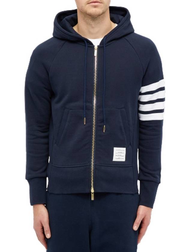 Engineered 4 Bar Diagonal Zip Up Hoodie Navy - THOM BROWNE - BALAAN 3