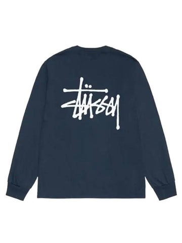 Basic Long Sleeve T-Shirt Navy - STUSSY - BALAAN 1