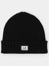 Extra Fine Merino Wool Logo Beanie Black - CP COMPANY - BALAAN 4