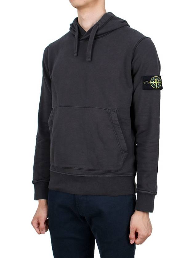 Logo Patch Drawstring Hoodie Charcoal - STONE ISLAND - BALAAN 4