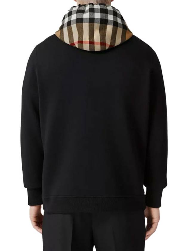 Check Hood Cotton Hoodie Black - BURBERRY - BALAAN 5