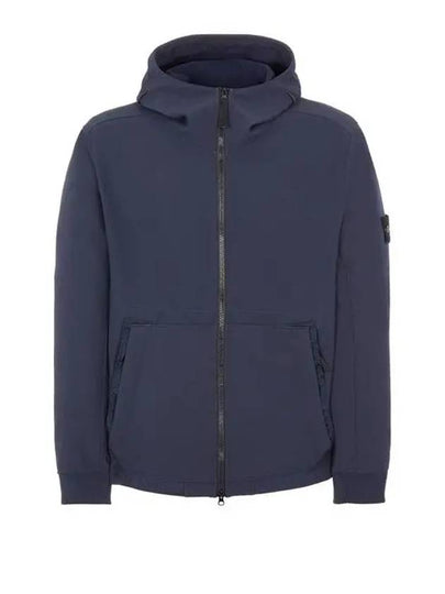 Men's Wappen Patch Softshell Zip Up Hoodie Navy - STONE ISLAND - BALAAN 2