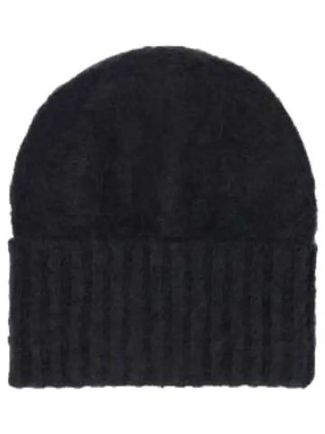 Brushed Super Kid Mohair Knit Beanie Ink Black Hat - AURALEE - BALAAN 1