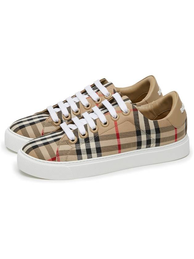 Vintage Check and Leather Sneakers Archive Beige - BURBERRY - BALAAN 2