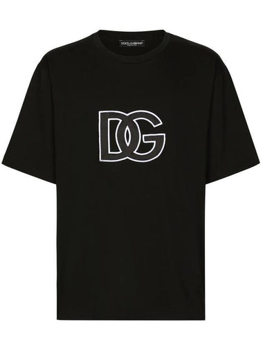 Logo Print Cotton Short Sleeve T-Shirt Black - DOLCE&GABBANA - BALAAN 1