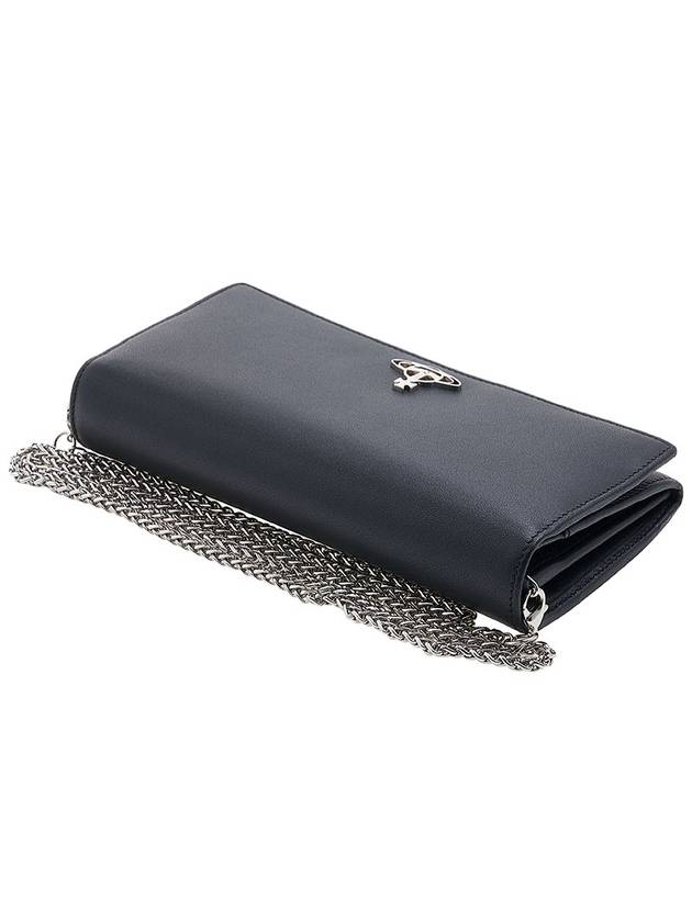 Grain Leather Chain Long Wallet Black - VIVIENNE WESTWOOD - BALAAN 5