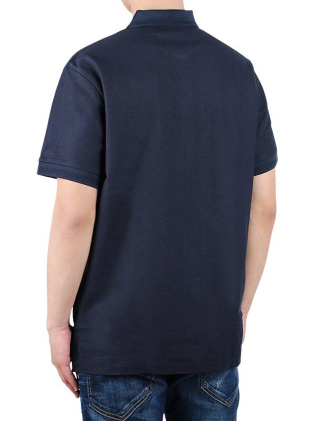 Goldman Enamel Logo Button Cotton Polo Shirt Navy - BURBERRY - BALAAN 5