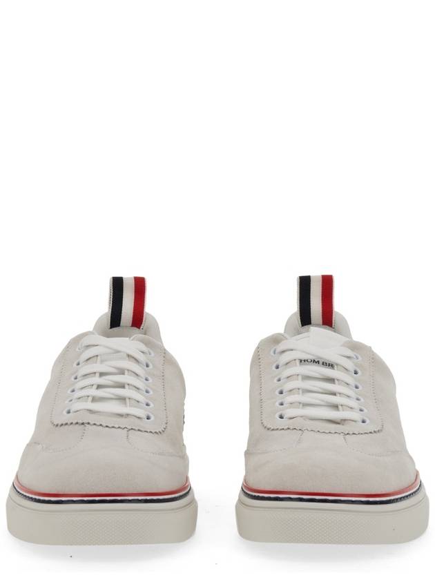 Men's 3 Bar Suede Low Top Sneakers White - THOM BROWNE - BALAAN 5