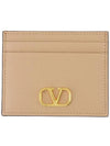 V Logo Signature Card Wallet Rose Cannelle - VALENTINO - BALAAN 3