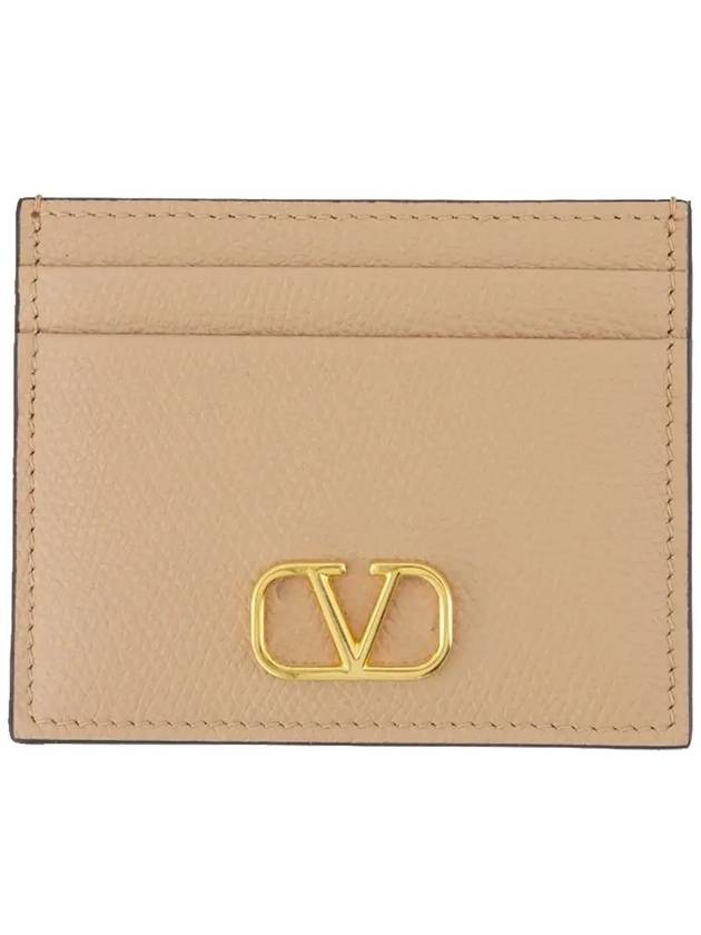 V Logo Signature Card Wallet Rose Cannelle - VALENTINO - BALAAN 3