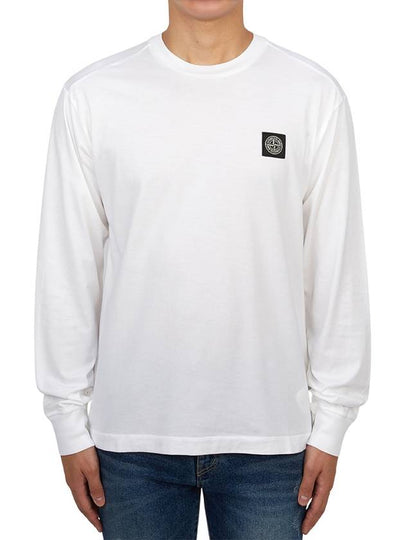 Chest Patch Long Sleeve T-Shirt White - STONE ISLAND - BALAAN 2