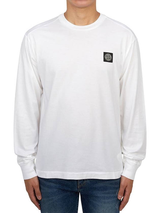 Chest Patch Long Sleeve T-Shirt White - STONE ISLAND - BALAAN 2