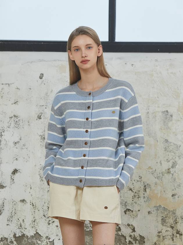 STRIPE KNIT CARDIGAN SKY BLUE - ANOETIC - BALAAN 1