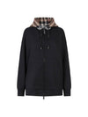 Check Cotton Hooded Jacket Black - BURBERRY - BALAAN 1