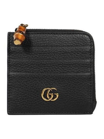 Double G Bamboo Leather Card Wallet Black - GUCCI - BALAAN 2