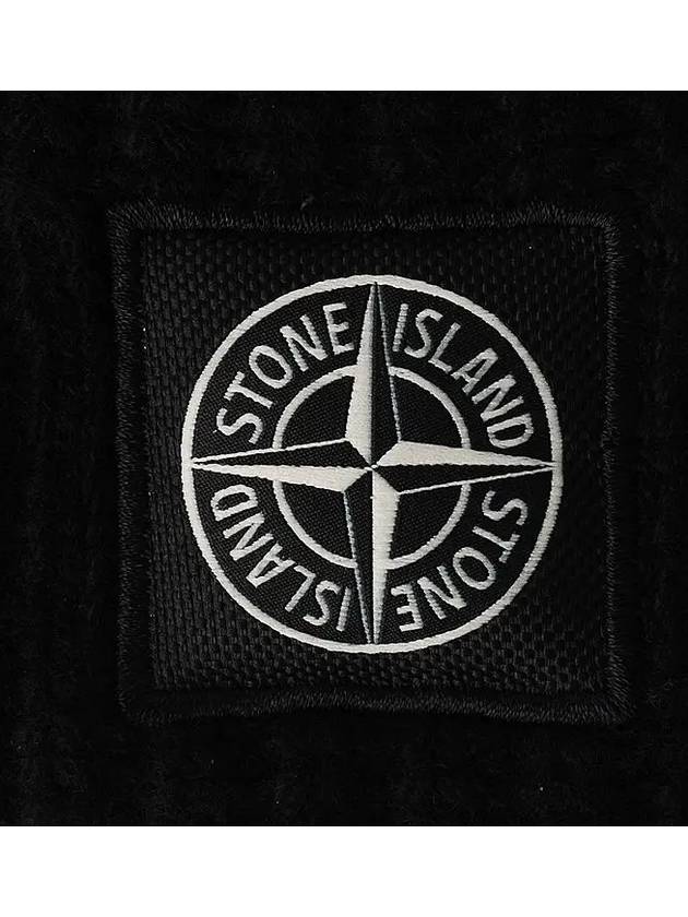 Logo Patch Rib Wool Beanie Black - STONE ISLAND - BALAAN 4