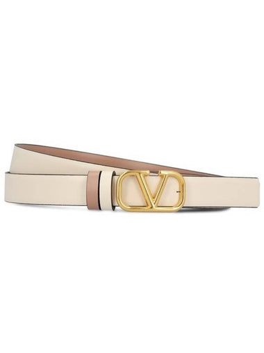 V Logo Signature Leather Belt Rose Canel - VALENTINO - BALAAN 1