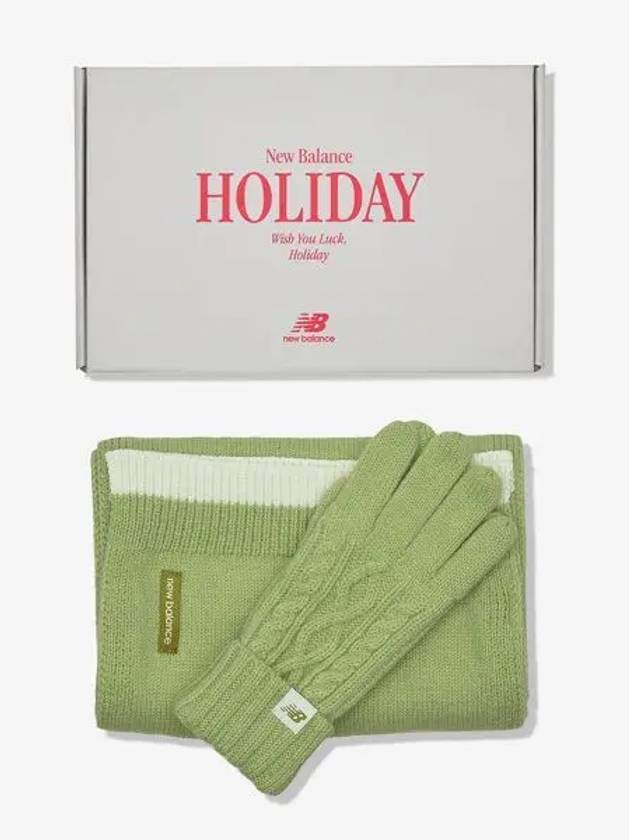 NBGUECH103 HOLIDAY Knit Muffler Gloves Set YELLOW GREEN - NEW BALANCE - BALAAN 1