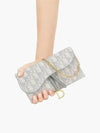 Oblique Saddle Chain Cross Long Wallet Grey - DIOR - BALAAN 9