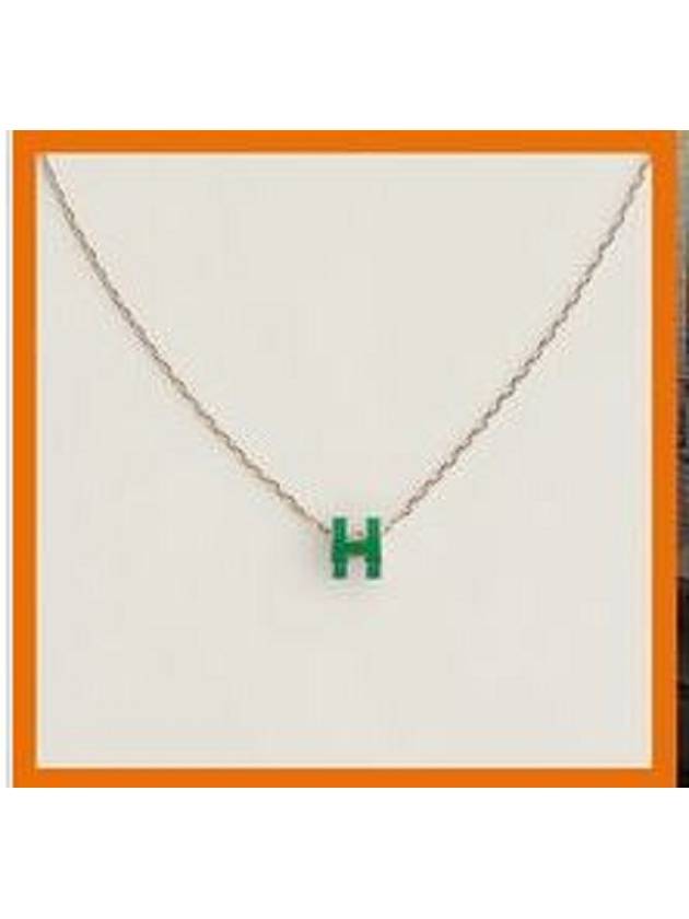 Mini Pop-Ache H Pendant Rose Gold Necklace Malachite - HERMES - BALAAN.