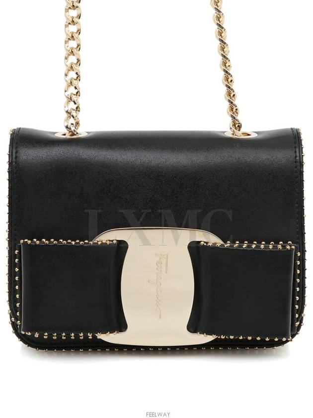 Ferragamo Mini Vara Bow Bonbon Cross Bag Black Gold Chain 21 H026 - SALVATORE FERRAGAMO - BALAAN 2