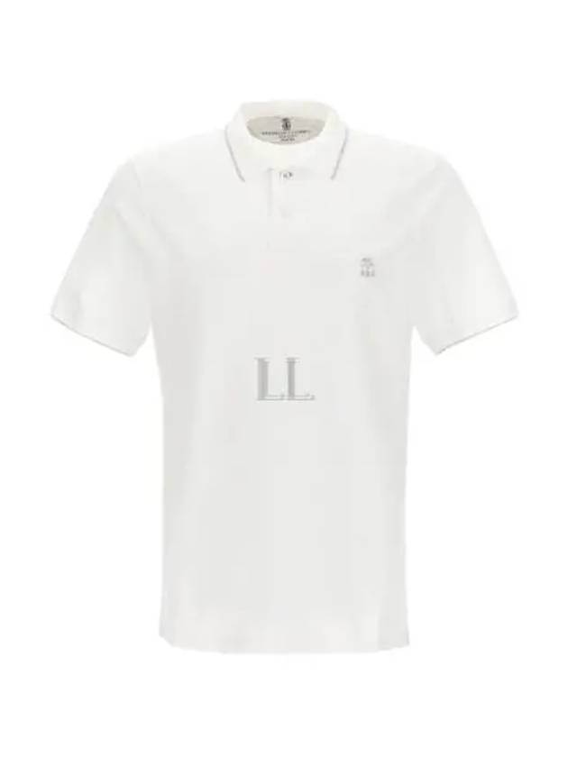 Logo Detail Slim Fit Short Sleeve Polo Shirt White - BRUNELLO CUCINELLI - BALAAN 2