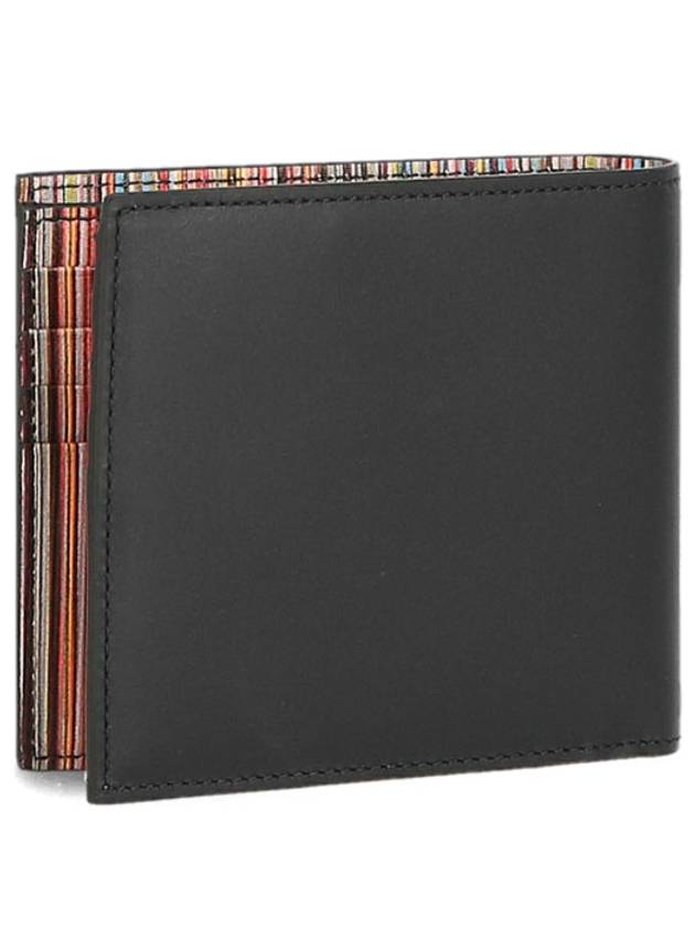 Men's Logo Signature Stripe Leather Half Wallet Black - PAUL SMITH - BALAAN 6