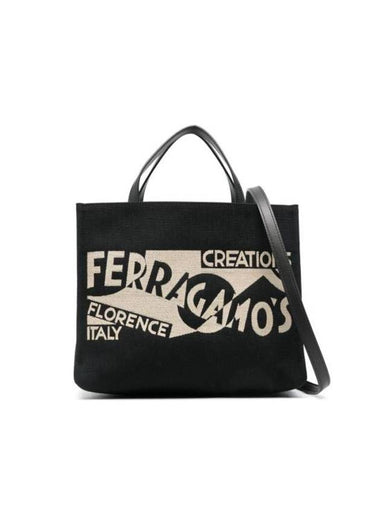 Logo Print Tote Bag Black - SALVATORE FERRAGAMO - BALAAN 1