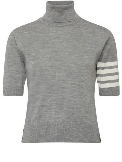 Fine Merino 4 Bar Relaxed Short Sleeve Turtleneck Grey - THOM BROWNE - BALAAN 2