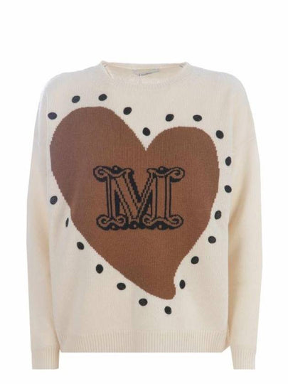 Women's Panaria Logo Long Sleeve Cashmere Knit Top Ivory - MAX MARA - BALAAN 2