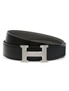 H Buckle 32MM Reversible Leather Belt Noir Etain - HERMES - BALAAN 1