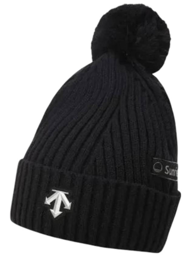 Logo Patch Beanie Black - DESCENTE - BALAAN 1